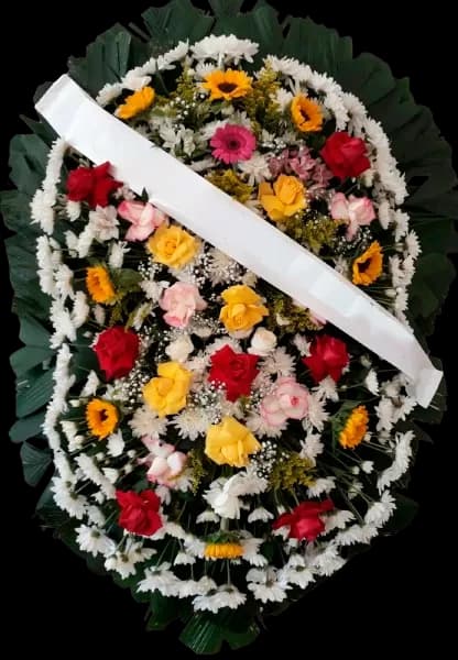 Coroa de flores dupla colorida